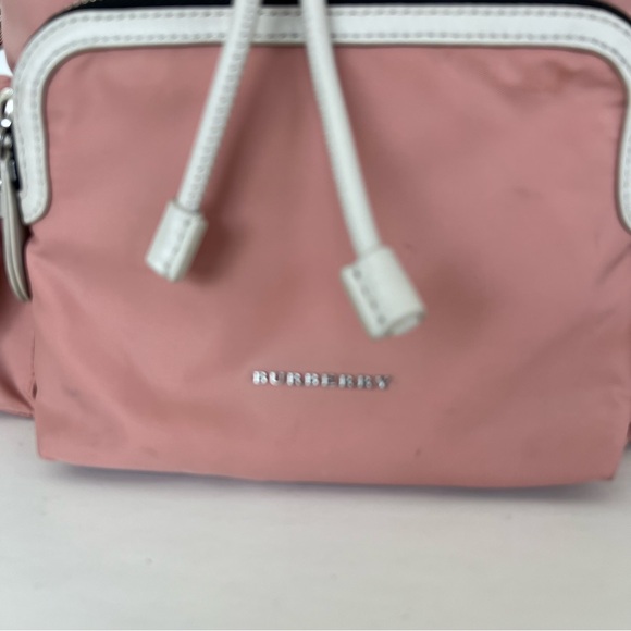 BURBERRY Rucksack Mauve Nylon w Leather Trim Drawstring Side Pockets Backpack - Picture 4 of 16